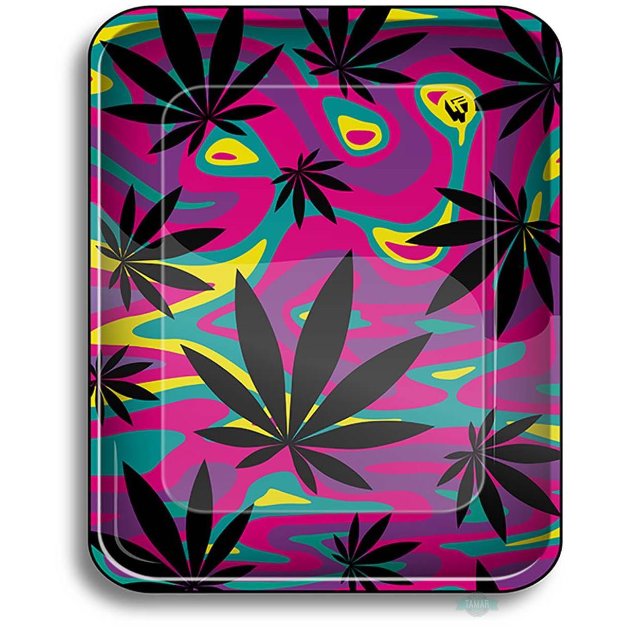 Rolling Tray Black Neon Leaf 340x275mm Produkte Tamar